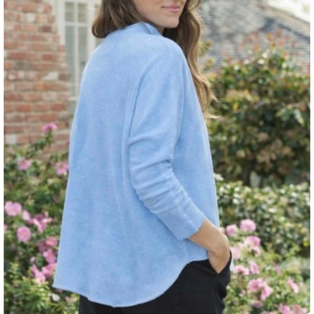 NWOT Frank & Eileen Effie Triple Fleece Funnel Neck Capelet Blue Mineral Small - Picture 2 of 9